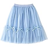 Jastore Girls High Waist Tulle Skirts A-line Mesh Skirt Midi Tutu Skirts Dress for Toddler Girl