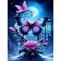 Butterfly Diamond Painting Kit For Adults – 5D Full Drill Round Diamonds, 12x16 Inch Canvas
