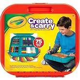Crayola Create 'N Carry Travel Art Set for Kids (75pcs), 2-in-1 Lap Desk &amp; Carrying Case, Essential Art Supplies Kit, Spring Crafting, Gift for Kids