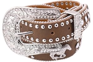 NOCONA BELT CO. Nocona Western Belt Girls Leather Horse Crystals Saddle N4427644