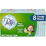 Puffs Plus Lotion Facial Tissues, 8 Family Boxes, 120 Tissues per Box (960 Tissues Total)