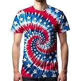 Men's Tie Dye T Shirts Hippies Senior Short Sleeve Tie Dye Tee Shirt for Men