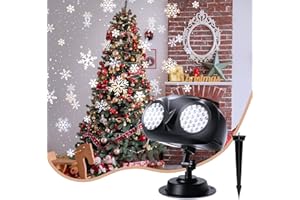 MILPROX Christmas Snowfall Projector Lights, Updated Double-tube Snowflake Projector Lamp, Larger Area Clearer Rotating Falli