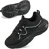 Aomigoct Womens Walking Sneakers Shoes: All Black 11 Comfortable Lightweight Tennis Shoe for Casual Running