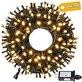 Connectable 100LED 42Ft 13Modes Christmas String Lights Outdoor Indoor | Extendable Green Wire Warm White Christmas Tree Lights with Timer | Twinkle Fairy Light Plug in for Xmas Tree (Warm White)