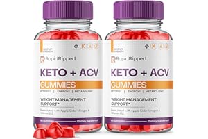 FUZE NATURALS (2 Pack) Rapid Ripped Keto ACV Gummies RapidRipped Keto, Rapid Ripped Keto Gummies + ACV 1000mg Apple Cider Vinegar Vitamin Supplement Women Men, Keto Ripped Rapid Gummies Vegan Formula (120 Gummies)