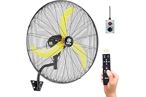 FUGOO 30'' Oscillating Wall Mounted Fan With Remote Control,BLDC Motor, Large air flow range From 3200CFM to 8800CFM, 4-Speed Heavy Duty Industrial Wall Fan for Factory, Commercial, Garage, Warehouse