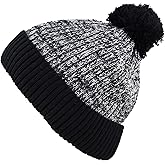 Kids Knit Daily Pom Beanie Hat with Thick Fleece Lining for Boys and Girls Versatile Winter Warm Cozy Skull Hats for Children