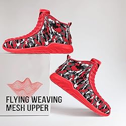 Men's Red High Top Sneakers Lightweight Outdoor
