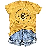Bee Kind Women's T-Shirt: Cute Bee Graphic Shirt - Funny Inspirational Casual Tee