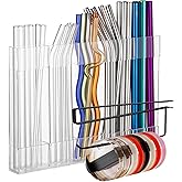 SPEDOL Kitchen Cabinet Straw Holder: Acrylic Organizer and Hanging Lid Rack with Adhesive for Door – Cup Tumbler Accessories Storage Set