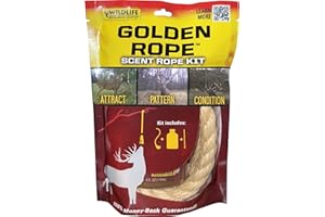Wildlife Research Center Golden Rope Scent Rope Kit – Single Scent Rope Scrape Kit for Deer Hunting with Rope, Cable Tie and Golden Rope Scent Concentrate – Doe and Buck Deer Attractant