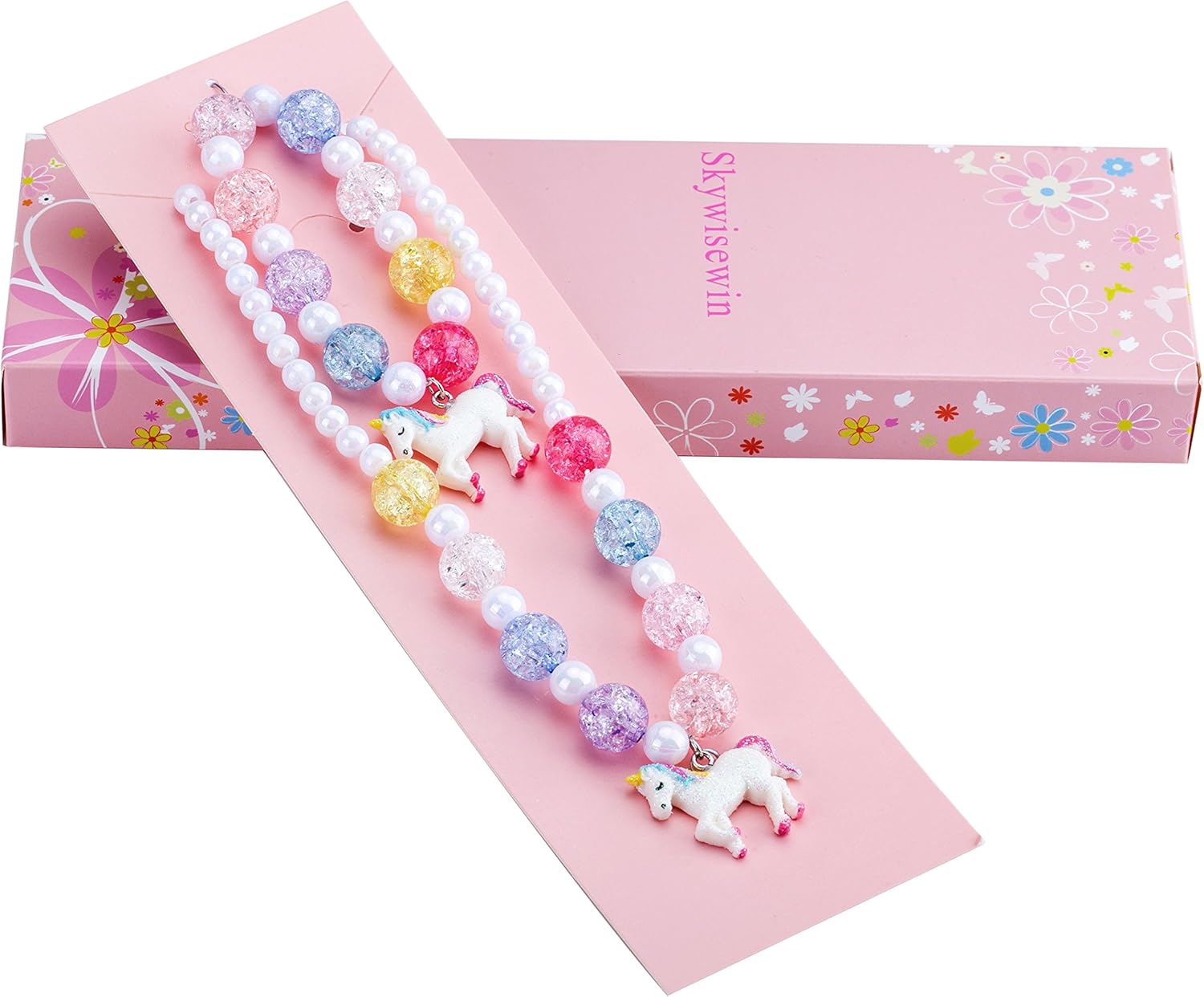 SkyWiseWin Chunky Jewelry Unicorn Necklace and Bracelet Set for Girls Little Kids: Jewelry
