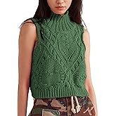 Hixiaohe Turtleneck Crochet Sweater Vest Fall Fashion Knit Sleeveless Tank Tops for Women Lightweight Casual Pullover Clothes