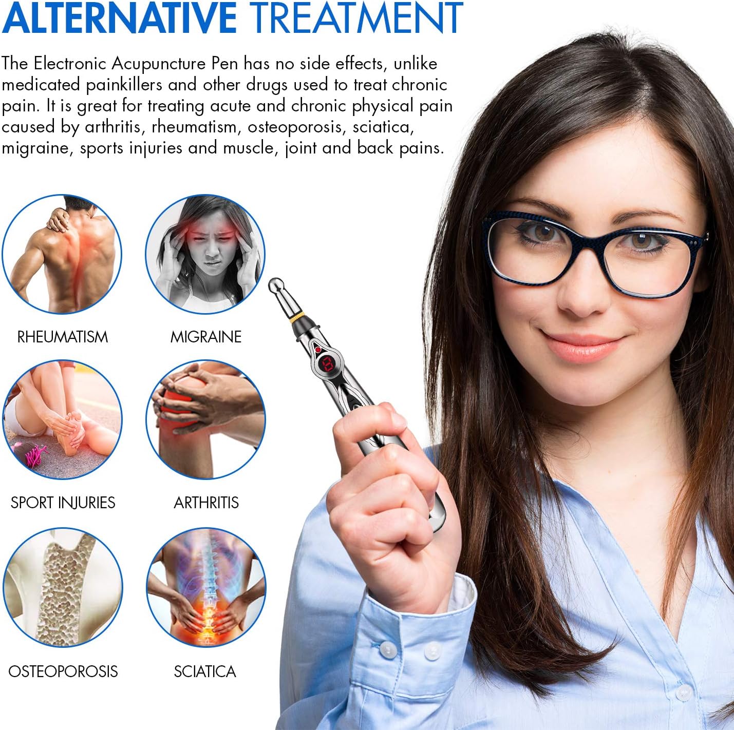 Aobbiy 5-in-1 Electronic Acupuncture Pen, Meridian Energy Pen for Pain Relief. Pain Relief Therapy, Electric Meridians Acupuncture Machine, 1 x AA Battery Needed(Not Included): Health & Personal Care