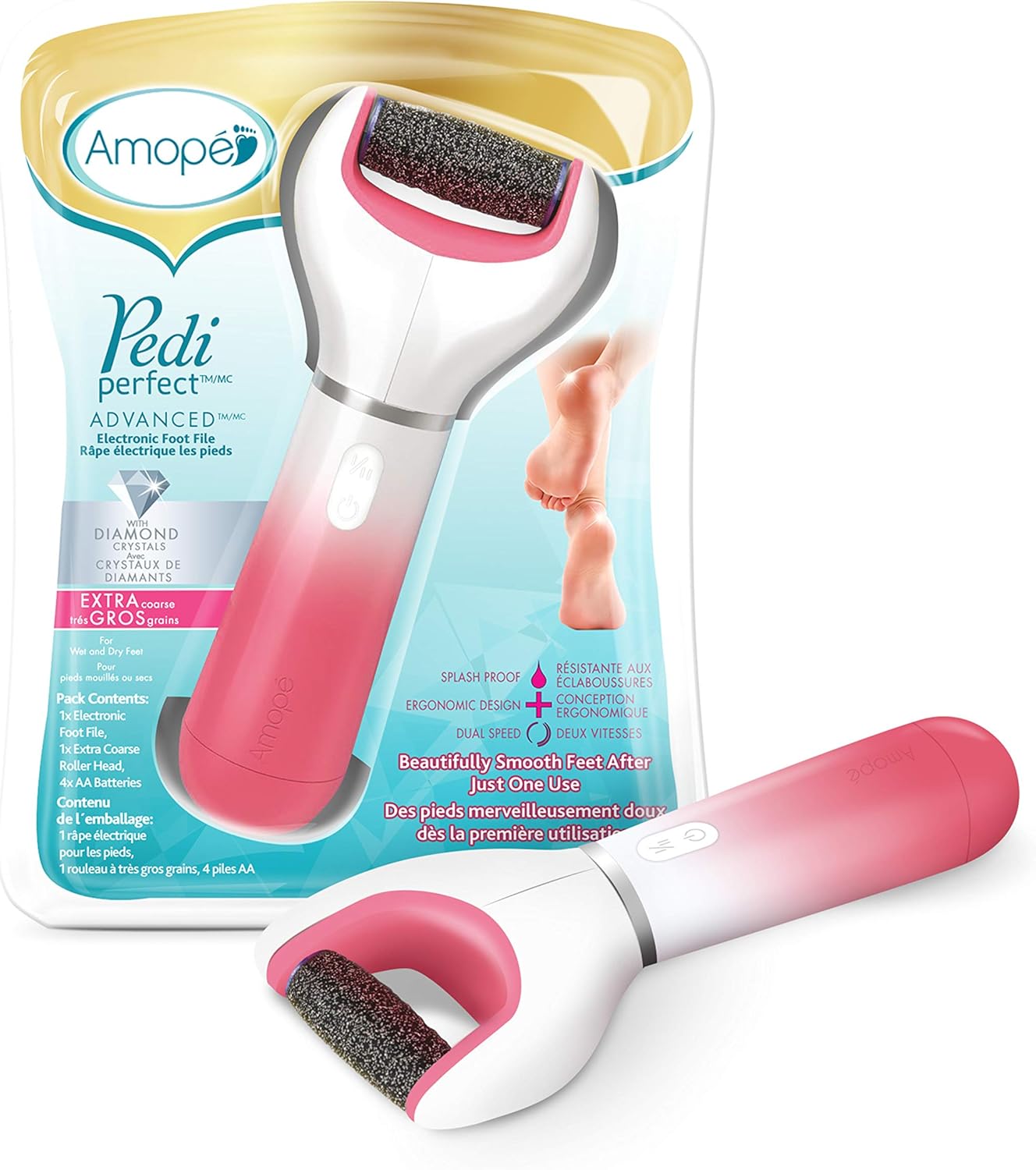 Amope Splashproof Electronic Foot File Foot Spa Pedicure Tool Callous Remover-Pedi Perfect Advance 2 Speed, 1 Count(Packaging may vary): Health & Personal Care