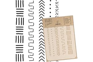 NAKLEO Painting Stencil for Crafts A5 5.9” x 8.3”, Mudcloth African Boho Pattern, Reusable Plastic DIY & Scrapbooking Drawing Template, Decoupage Art Home Decor, Wall Wood Fabric Furniture