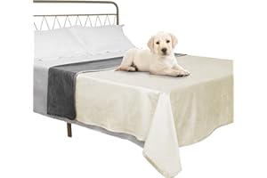 Ameritex Pet Bed Blanket Reversible 100% Waterproof Velvet Super Soft for Sofa and Bed (40x60 Inches, Cream+Grey)