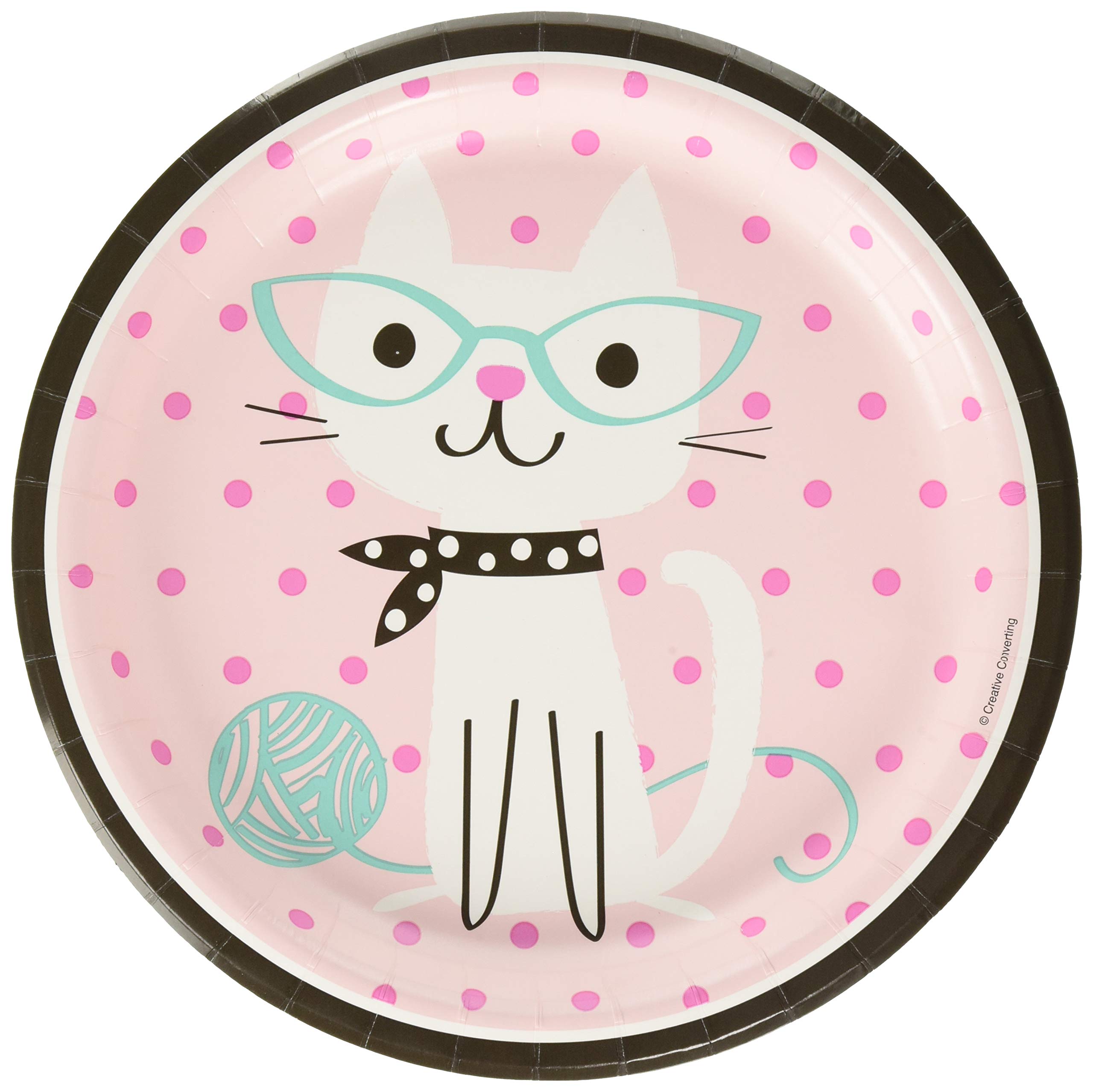 Creative Convertting Cute Cats Round Paper Dinner Plates - 8 Pcs Multi-Coloured 328596