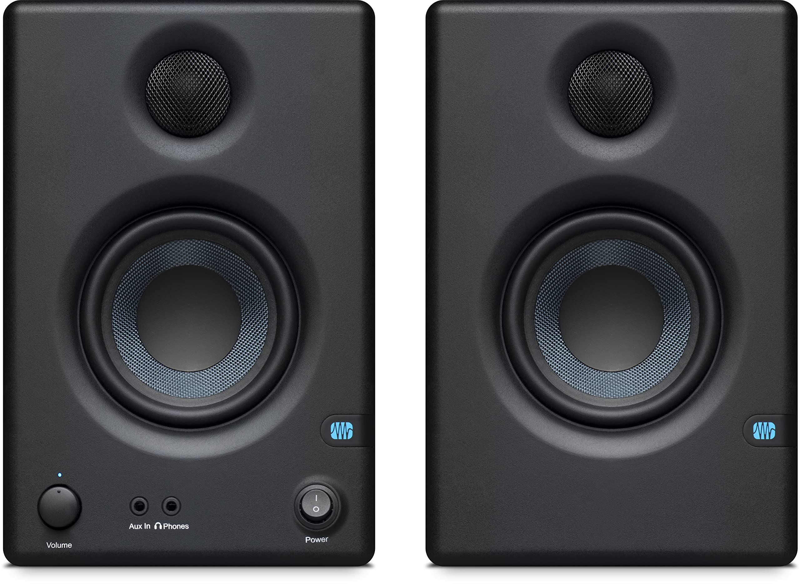Monitores de estudio de campo cercano PreSonus Eris E3.5-3.5 (par): parlantes de escritorio autoamplificados para producción musical, grabación con calidad de estudio y referencia de medios activos