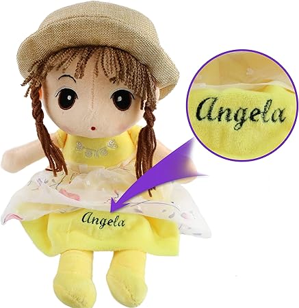 Amazon パーソナライズ 女の子 ぬいぐるみ カスタマイズ 抱きしめたく ラグ ギフト ぬいぐるみ Snuggle My First Dolly ソフト刺繍 名前 18インチ イエロー 16 Inches Tus001 ぬいぐるみ おもちゃ