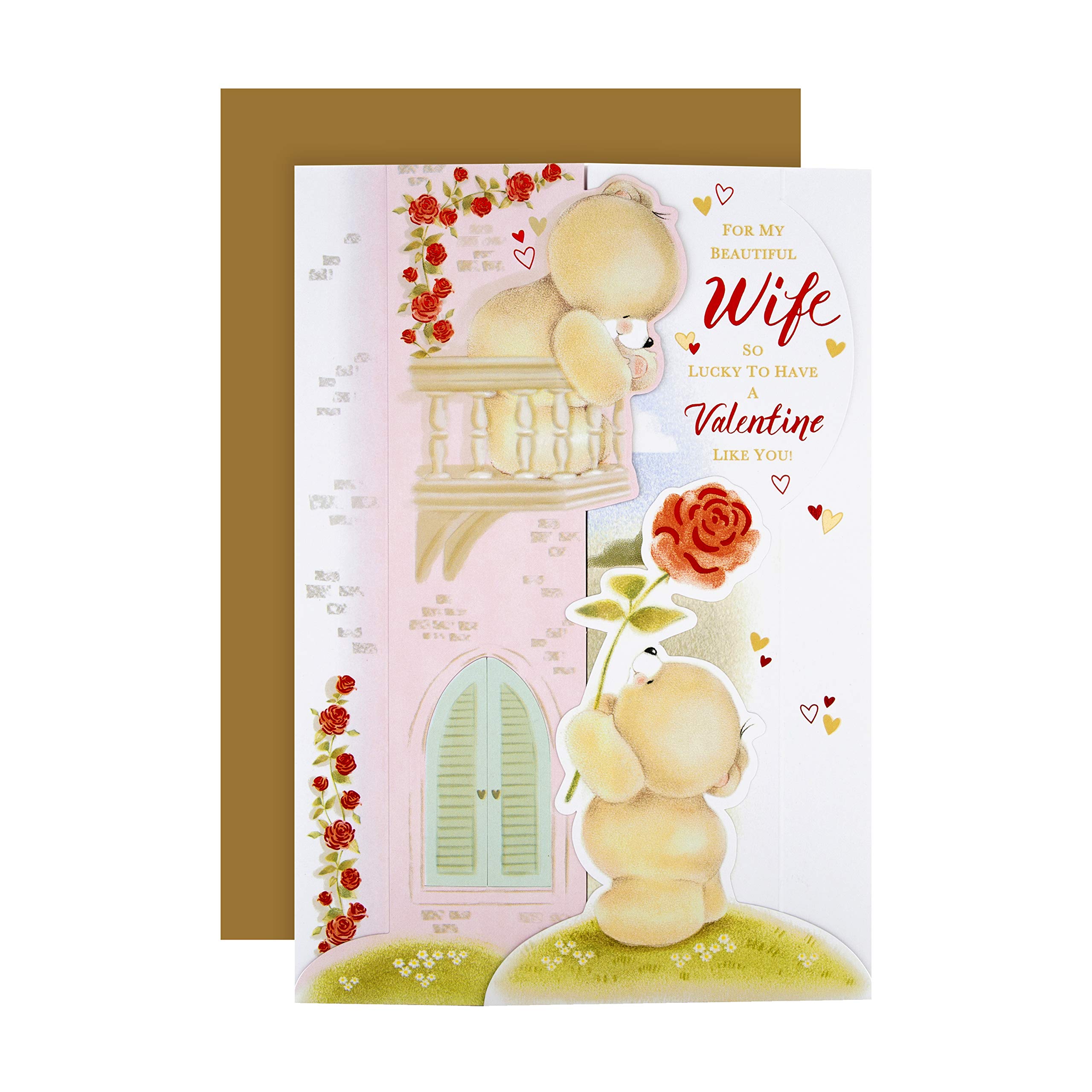 Hallmark Valentines Day Card for Wife, Pull Out & 3D Romeo & Juliet Design, Forever Friends Bears, Pink