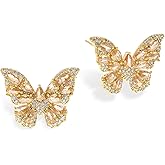 Sonateomber Butterfly Rhinestone Stud Earrings for Women,Dainty Cute CZ Crystal Earings Prom Wedding Holiday Fashion Jewelry Gift