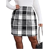 MakeMeChic Women's Plaid Skirt High Waisted Pencil Mini Skirt