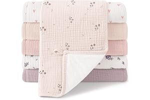 Bearmoss 100% Cotton Muslin Burp Cloths Sets 6 Pack 20x10inch Large Burping Clothes Extra Soft Absorbent for Newborn Unisex B