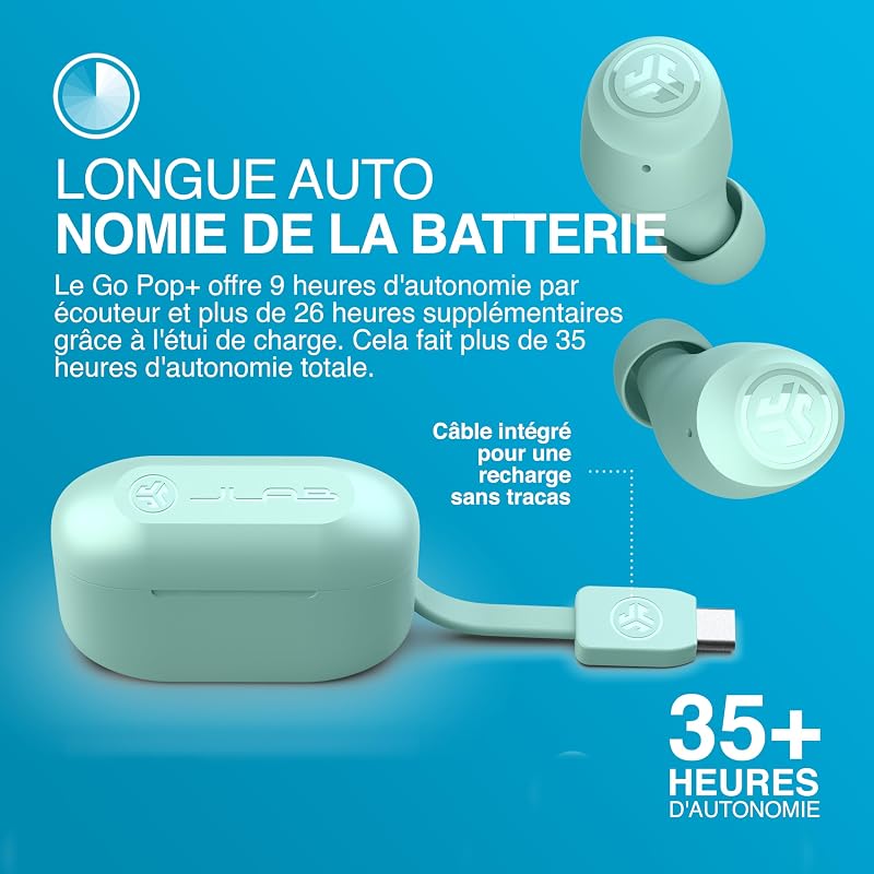 Go Air Pop+ Écouteurs Bluetooth sans Fil - 35h, Menthe