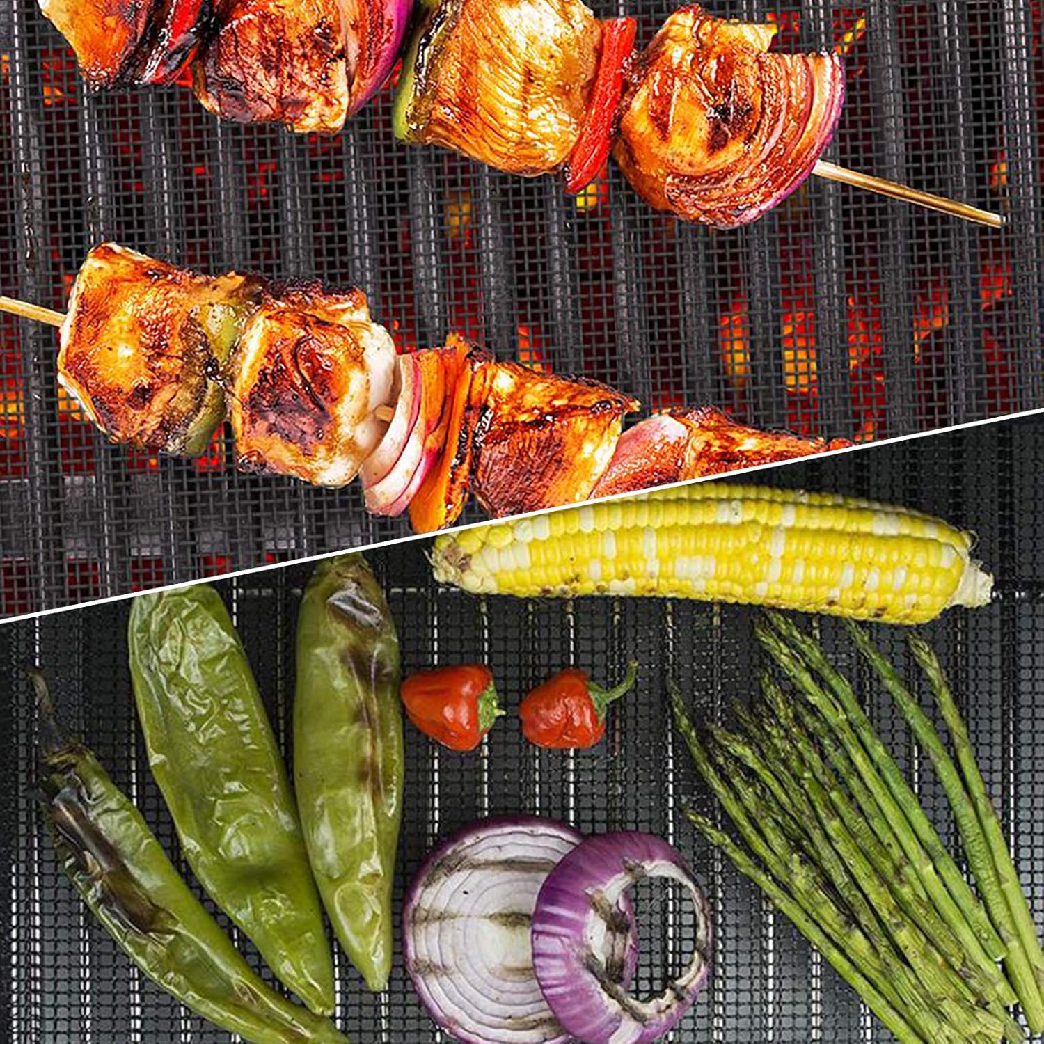 Smaid Grill mesh mat - Non Stick BBQ Grill mats for Outdoor Grill, Reusable BBQ Sheets for Gas Grill，Easy to Clean - Works on Gas, Charcoal, Electric Grill and More, 15.75 x 13 inch, Black : Garden & Outdoor