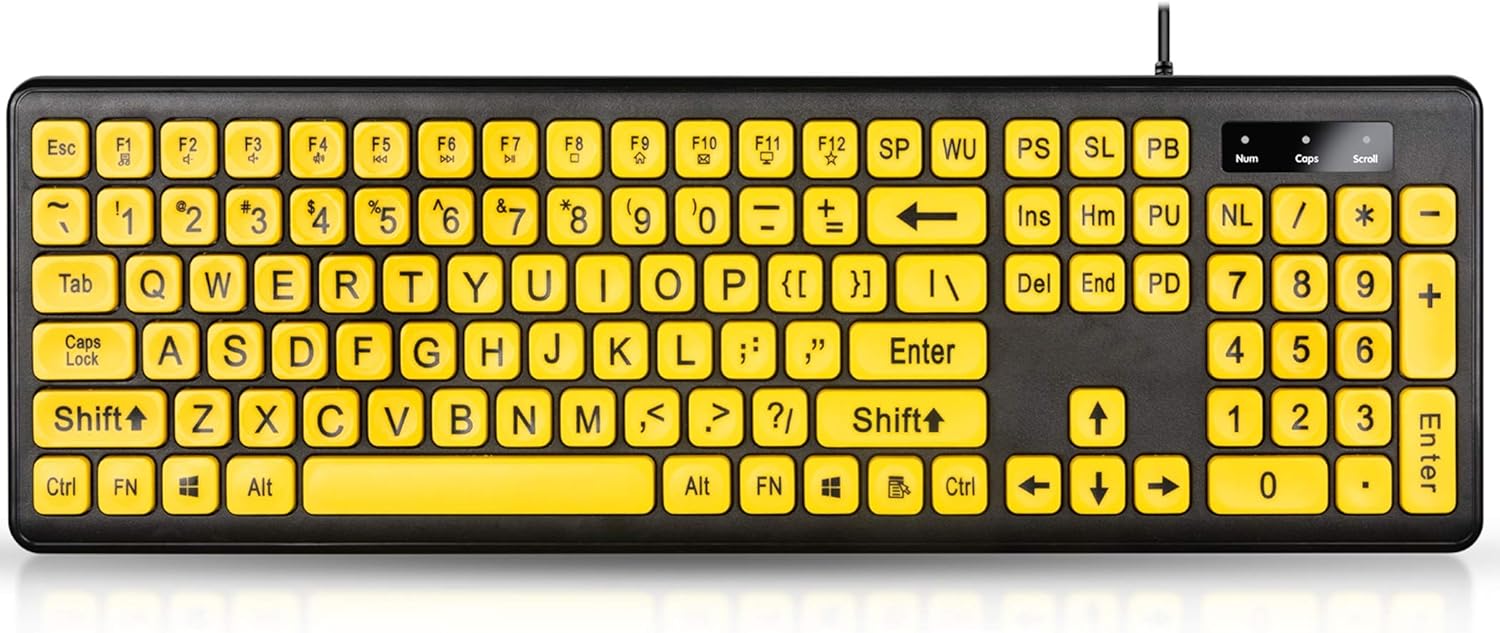 Large Print Computer Keyboard with Yellow Keys and Amazon.co.uk Electronics