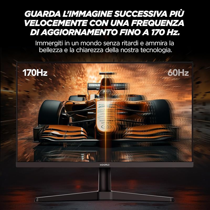 Gaming Monitor 24" 170Hz PC Schermo FHD Adaptive Sync, HDMI 1.4
