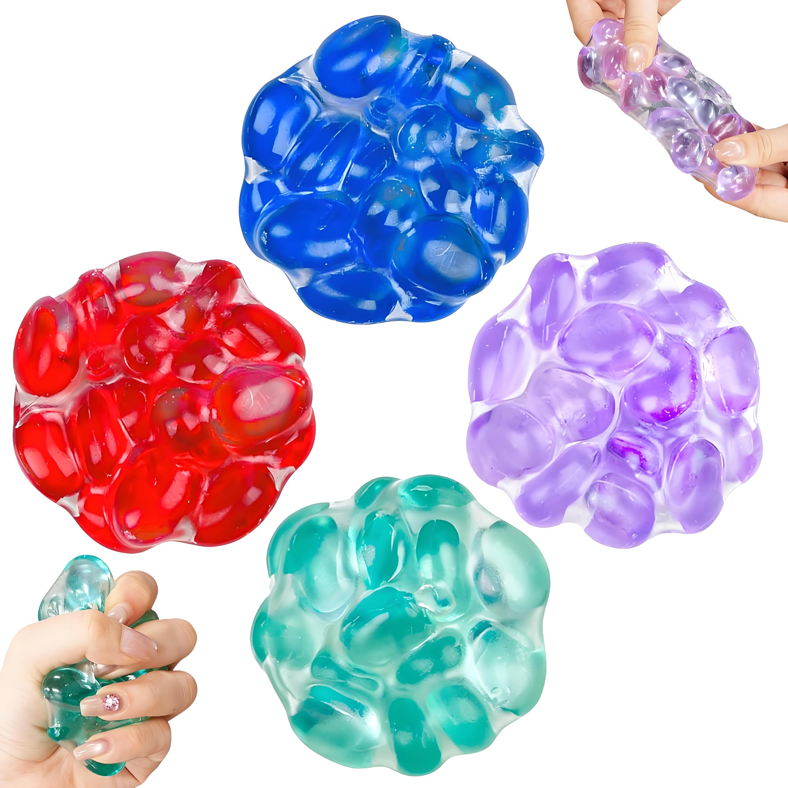 Photo 1 of 4 Pcs Crunchy Stress Ball, Gem Squishy Toy, Colorful Stress Relief Toy for Kids and Adults, Autism Hyperactivity Toys for Offices and Schools Fidgets Squishy Birthday Gift Party Favors