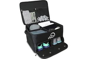 Par7 Golf Trunk Organizer - Double Layer Storage Locker - 2 Pair Golf Shoes and Accessories Storage - Waterproof and Durable 