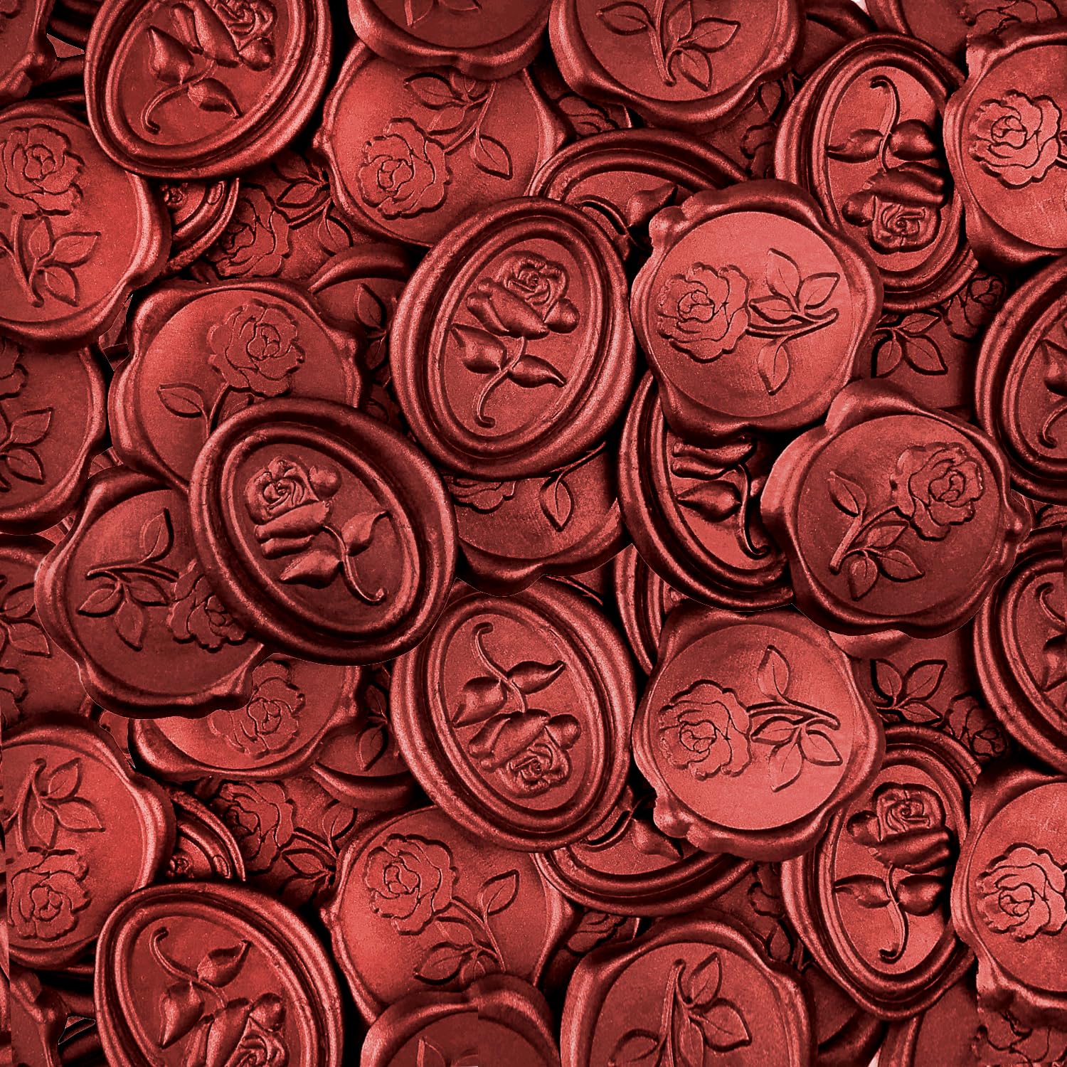 Photo 1 of 50pcs Wax Seal Stickers Self Adhesive, Red Floral Rose Embossed Sealing Stamp Envelope for Wedding,Valentines, Bridal Shower,Party Invitations,Custom Gift,Scrapbook (Diameter 3cm, Red Rose)