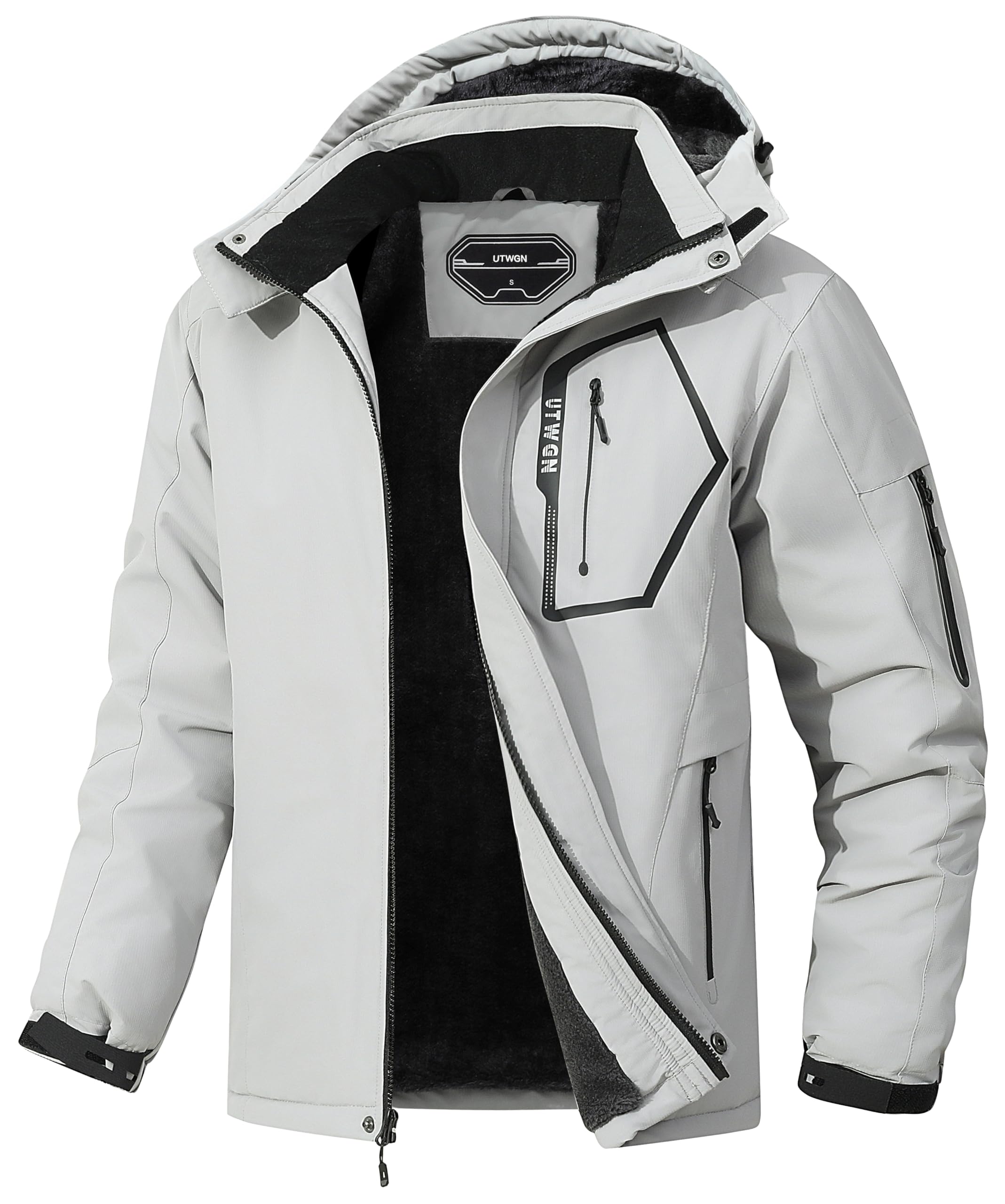 UTWGN Men's Ski Jacket Winter Warm Snow Coat Waterproof Windbreaker Hooded Work Outerwear Snowboarding Jackets Image