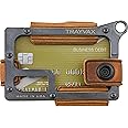 Trayvax Contour Wallet, RFID Front Pocket Money and Credit Card Holder, Minimalist Slim Leather Metal Wallet for Men and Women, Black Tobacco Brown