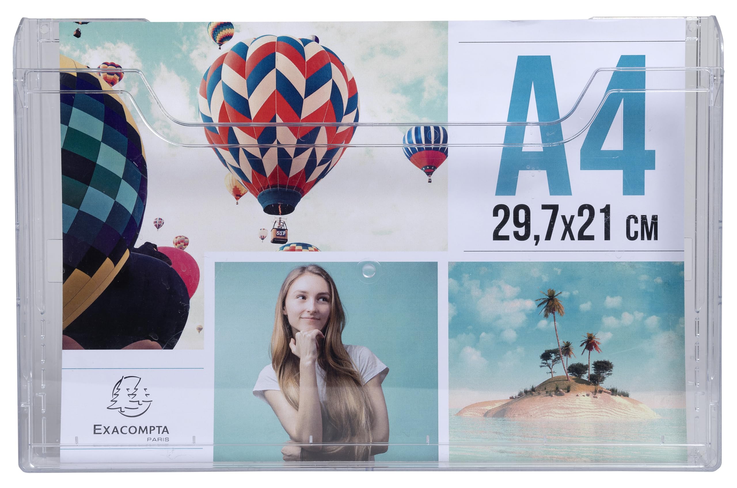 Exacompta - Ref. 65658D - 1 horizontal A4 wall box - dimensions 38 x 337 x 213 mm - 1 compartment - depth 26 mm - delivered assembled - crystal colour