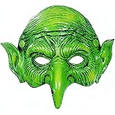 KIPETTO Halloween Witch Mask Scary Green Half Face Mask for Halloween Cosplay Carnival Party Costume