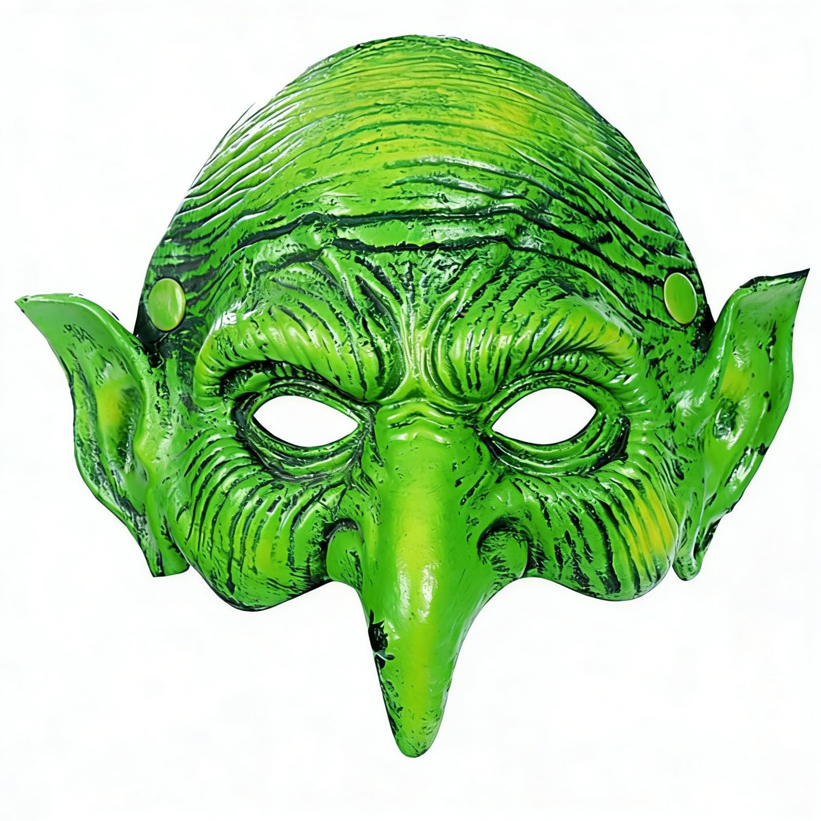 KIPETTO Halloween Witch Mask Scary Green Half Face Mask for Halloween Cosplay Carnival Party Costume