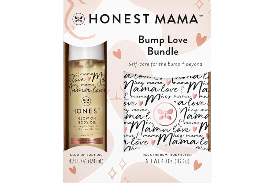 The Honest Company Mama Body and Belly Bump Love Bundle Moisturizing Plant Based Oil Stretch Mark Butter Cream