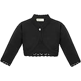 Lilax Little Girls' Knit Long Sleeve Button Closure Bolero Cardigan Shrug