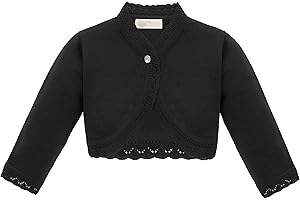 Lilax Little Girls' Knit Long Sleeve Button Closure Bolero Cardigan Shrug