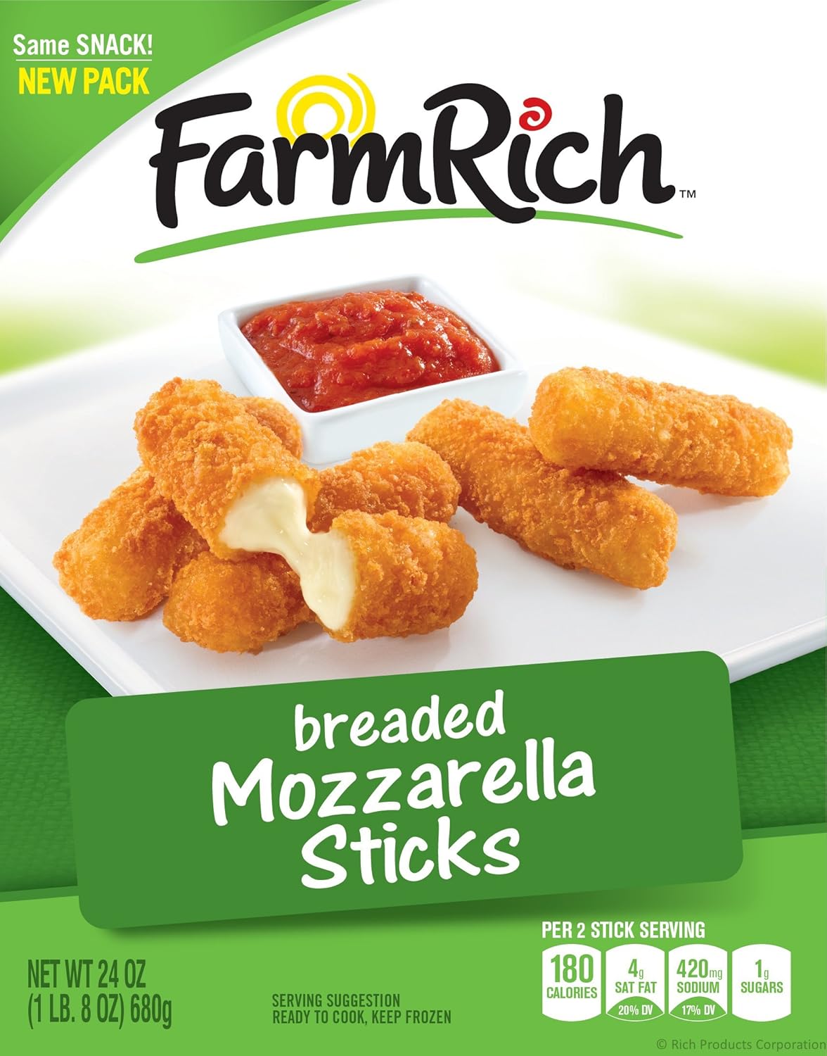 Farm Rich, Breaded Mozzarella Sticks, 24 oz (Frozen)