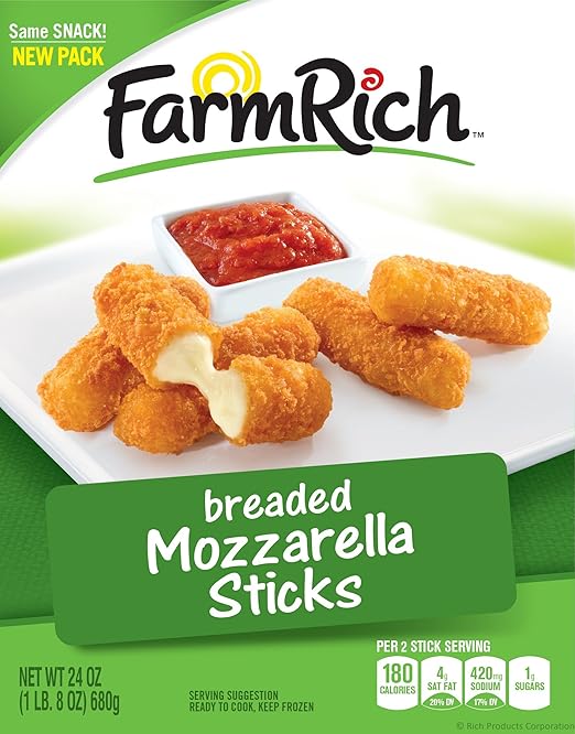 Farm Rich, Breaded Mozzarella Sticks, 24 oz (Frozen)