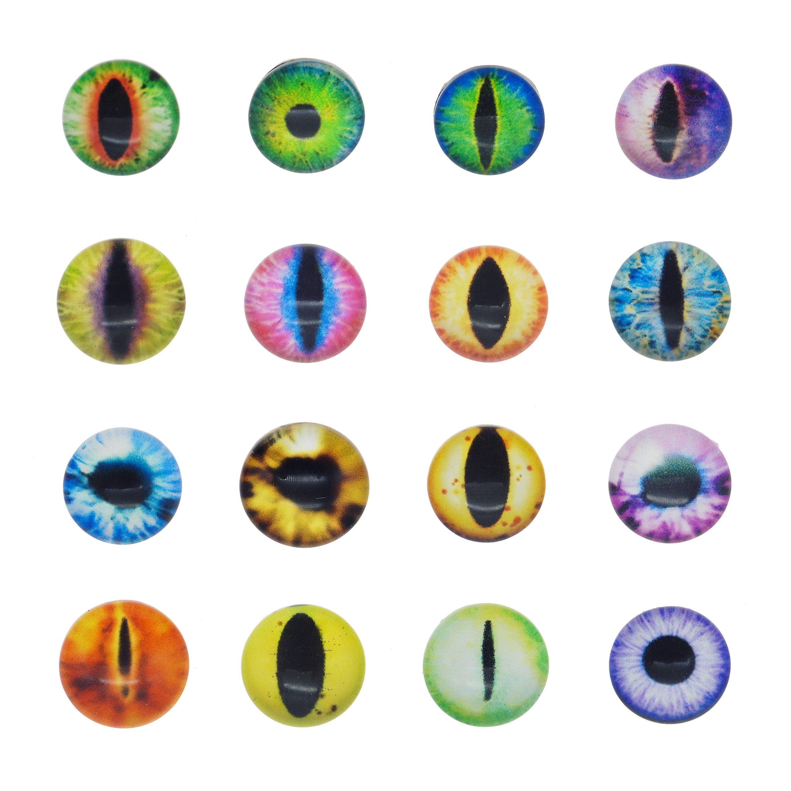 Julie Wang 50PCS 30MM Dragon Cat Eye Flatback Glass Cabochon for Crafts Animal Eyes Jewelry Making Supplies