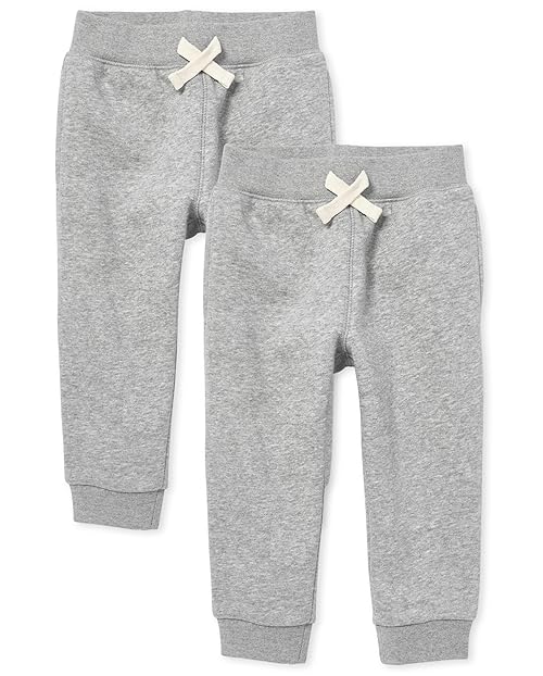 The Children's Place Baby Boys and Toddler Active Fleece Jogger Pants, Smoke 2 Pack, 18-24 Months US