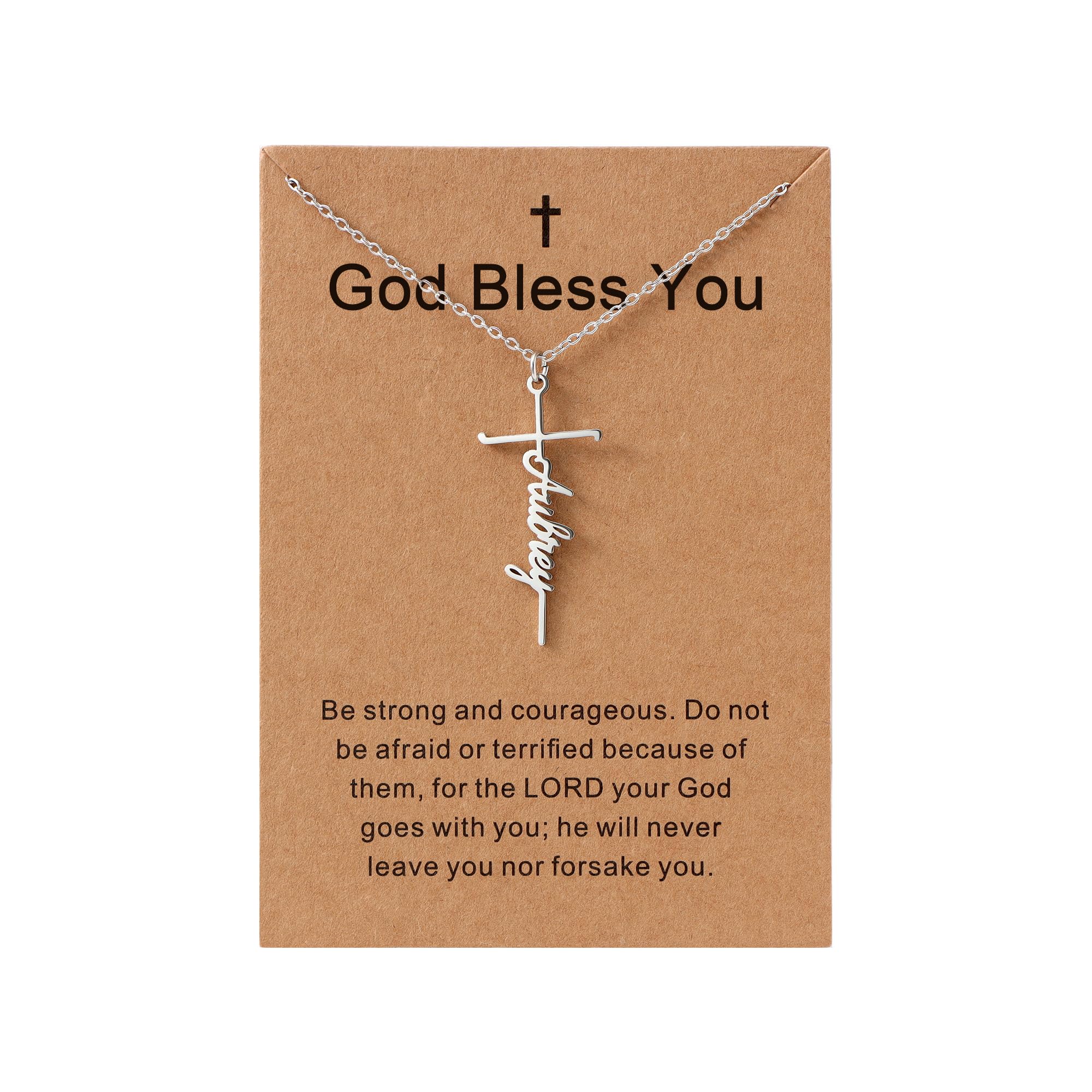 Lcherry Aubrey Name Cross Necklace Personalized