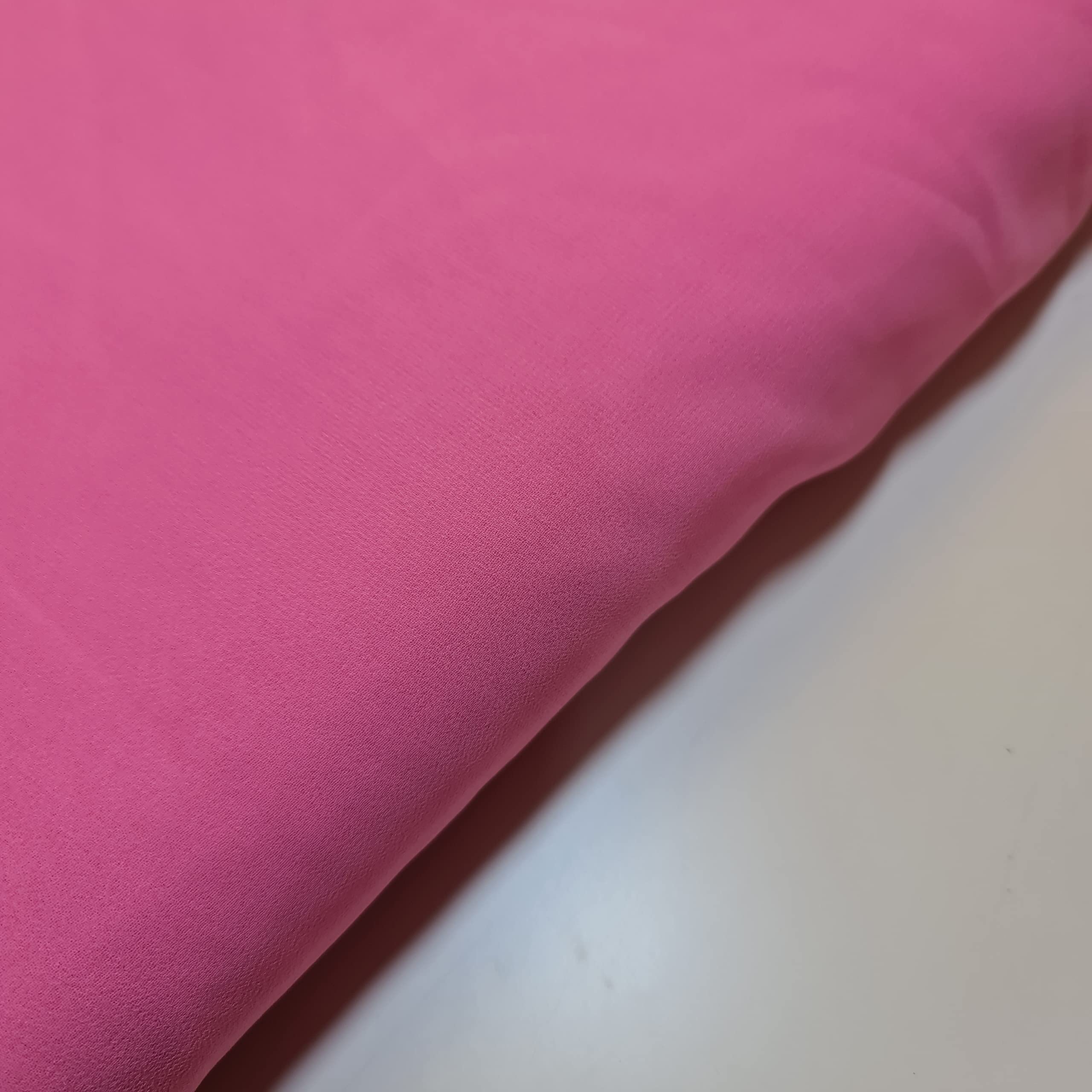 TEXTILE STATION 100% Polyester Moss Crepe Chiffon Sheer Decor Drape Dress Fabric 44" (2 Meter - Pink)